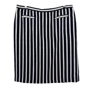 Talbots Womens Size 16 Navy White Striped Textured Cotton Blend Pencil Skirt